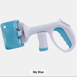 Dog Poop Scooper with Bag Dispenser – Lightweight, Durable Waste Pick-Up Tool for Dogs – One-Hand Operation, Works on Grass, Snow, Pavement – White & Blue – No Touch, No Mess