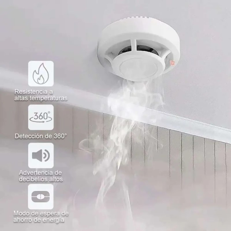 Detector De Humo Con Alta Cobertura Y Alarma Con Sonido