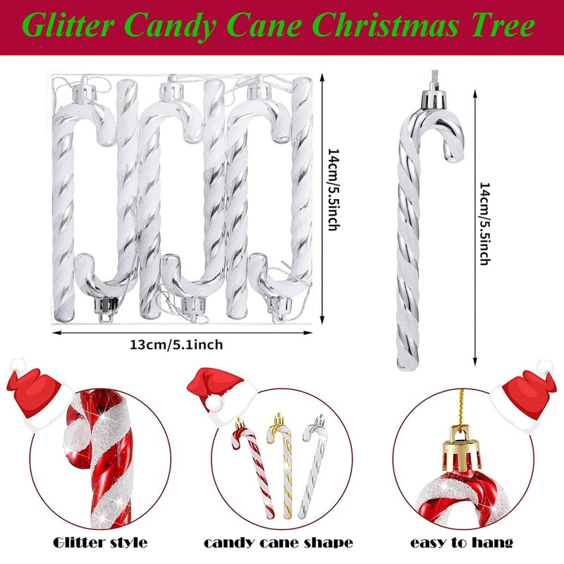 ATBEAMEN 6pcs Lakeblue & White Plastic Candy Cane Christmas Tree