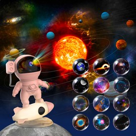 Astronaut Galaxy Projector for Bedroom, 12 in 1 Star Projector for Kids with 360° Rotating, HD Planetarium Projector with 1H, 2H Timer and 9 Color Night Light Projector for Kids Gifts Room Decor
