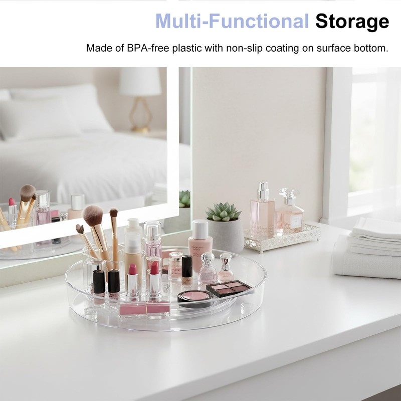 IPENP Vitamin Storage Organizer, 1 Tier 10.3" Rotary Turntable Organizer