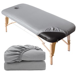 RNGWAPER Set of 2 Stretch Covers with Hole for Massage Table, 70 x 190 cm, Washable Massage Table Cover with Nose Slit, Soft Breathable Cover for Massage Table, Skin-Friendly Cosmetic Lounger Cover