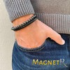 MagnetRX® Hematite & Leather Magnetic Bracelet - Beaded Magnetic Hematite