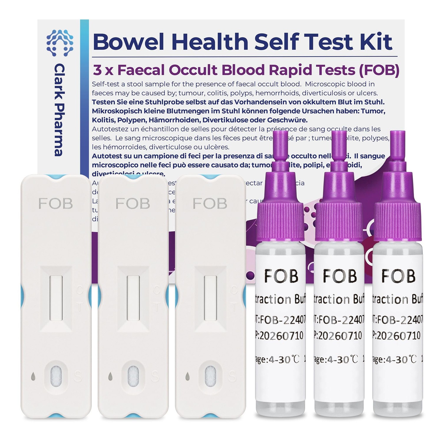 3 x Bowel Health Self Test Kits | Tests for Faecal Occult Blood (FOB ...