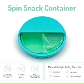 melii Spin Snack Container - BPA-Free, Dishwasher Safe Snack Container for On-the-Go Travel, Healthy Snacking, Eco-Friendly, Lead-Free, PVC-Free - Perfect for Kids and Adults - Blue