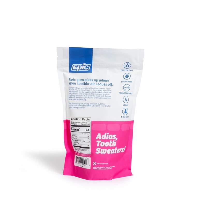 Epic 100% Xylitol Bubblegum Chewing Gum - Sugar Free, Aspartame