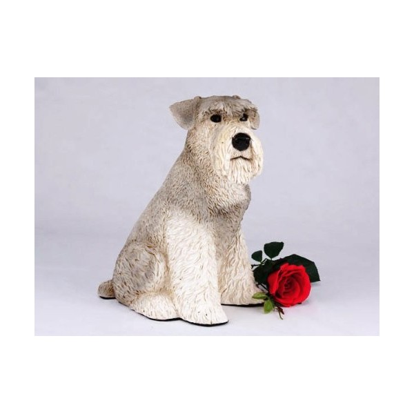 King Products Schnauzer Ears Down Gray Cremation Pet Urn for Secure Installation of Your Beloved pet's Ashes.Rose not Included.