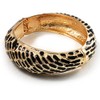 Avalaya Chunky Wide Gold Plated Black Enamel Animal Pattern Hinged