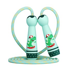 Kids Jump Rope Skipping Rope for Kids -Adjustable Cotton Jumping Ropes with Wooden Handle,Light Weight for Fitness Workout Exercise Outdoor Activity (Green Crocodile)
