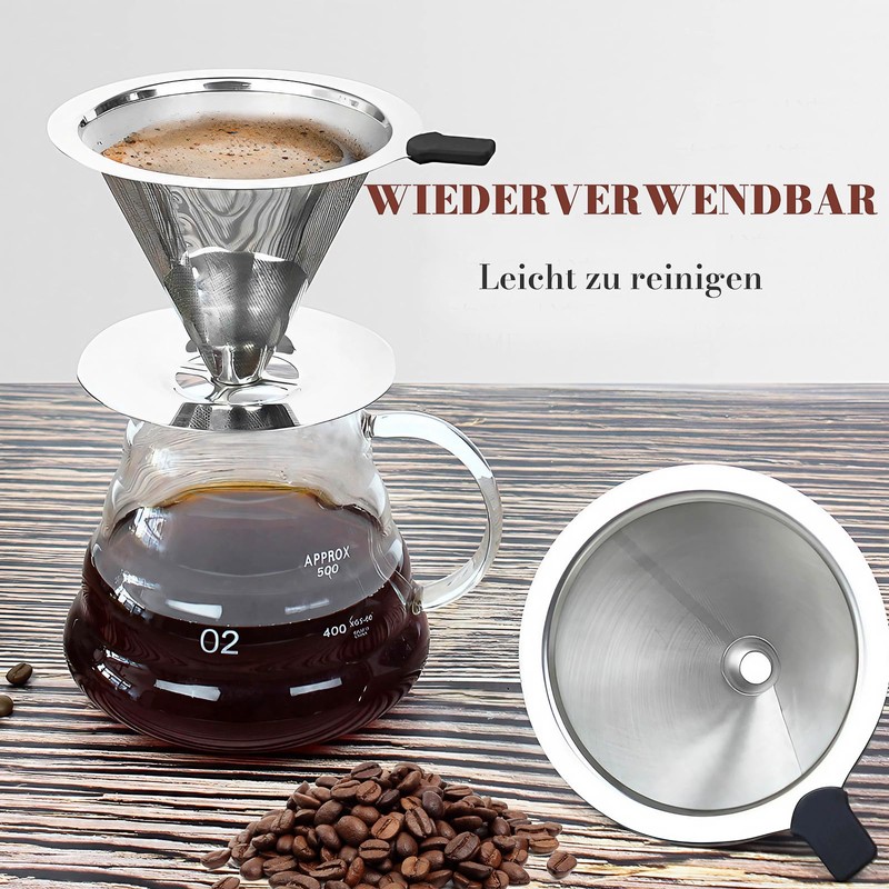 Coffee Filter, Reusable Pour Over Coffee Filter Made of Stainless
