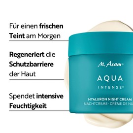 M. Asam AQUA INTENSE Nachtcreme (100ml) – Hyaluron Gesichtscreme für intensive Feuchtigkeit, Parfümfrei & Regenerierend, Skincare mit Silicium & Pflanzenölen für Geschmeidige Haut