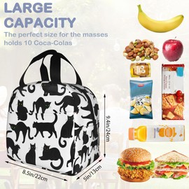 Insulated Lunch Bag, Black Cat Lunch Box for School Student Kids Boys Girls,Leakproof Small Lunch Tote for Adult Men Women,Reusable Lunch Cooler Tote Bag for Office Work Picnic