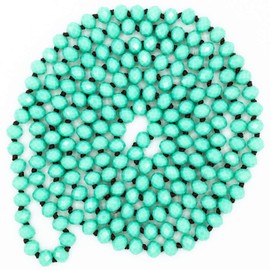 Sofia Janes Hand Knotted Faceted Beaded Necklace-Long Boho Crystal Wrap, Strand or Statement Necklace for Women 60” inch, Crystal