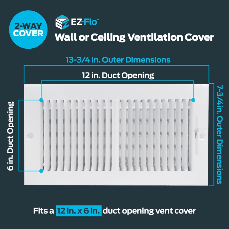 EZ-FLO 12 x 6 Inch (Duct Opening) Air Vent Cover
