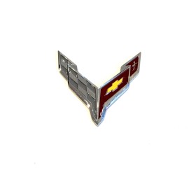 Aftermarket Products Fits 2020-2022 Corvette C8 Emblem Front Bumper Crossed Flag Badge in Chrome