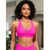 SHEKINI Women's Bikini Top Crossover Pleated Backless Push Up Adjustable