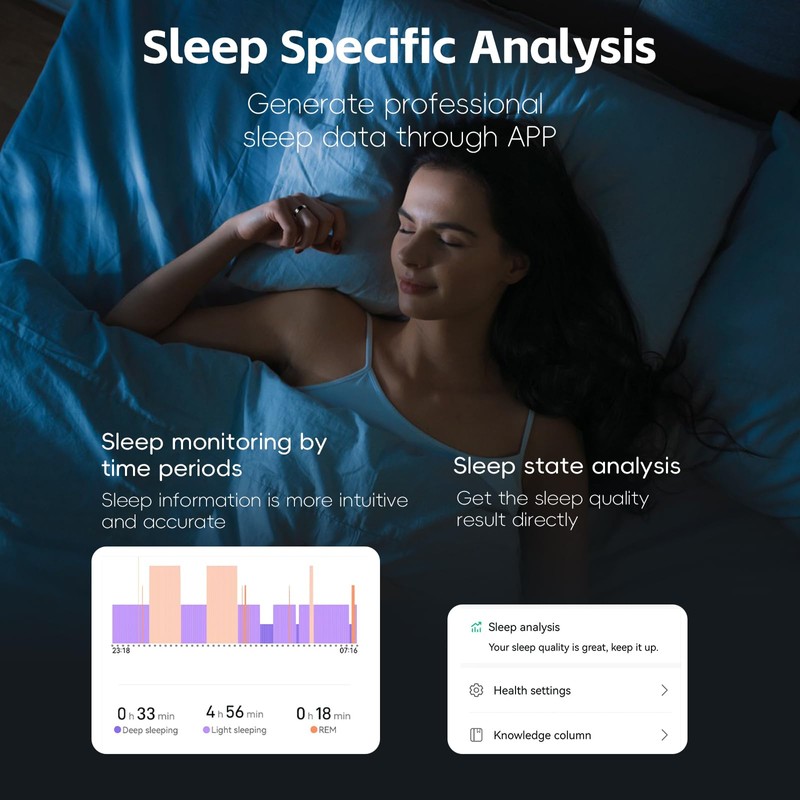 Smart Ring Fitness Tracker with Sleep Analysis, IP68 Waterproof Activity