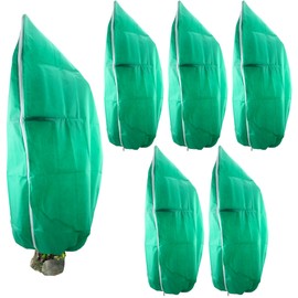 Cotiny 6 Pack 31.5 x 47.3 Inch Plant Covers Freeze Protection Frost Protection Bags with Zipper Drawstring for Outdoor Winter Plants Fruit Tree Potted