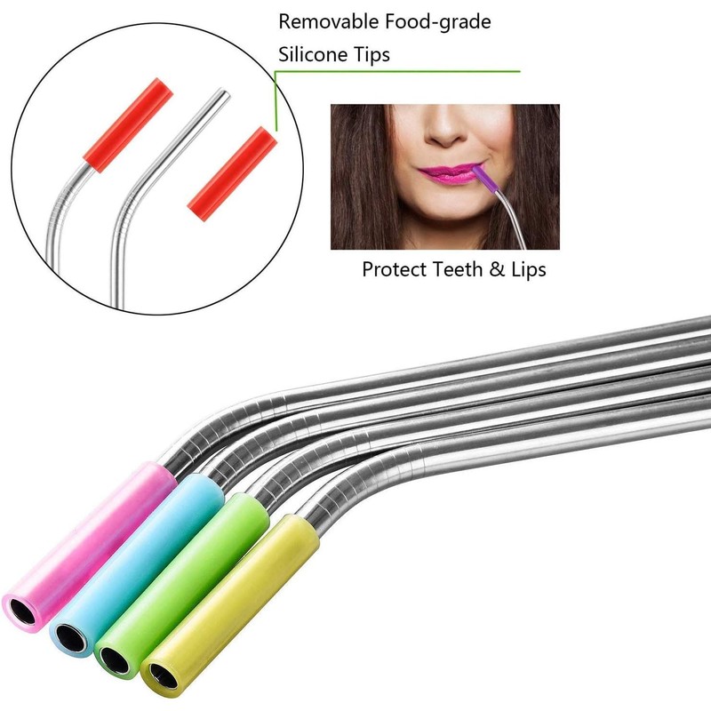 RKINC Juego de 8 pajitas reutilizables de acero inoxidable para