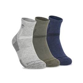 Timberland Mens Hiking Socks, Wool Socks, Winter Socks, Cushioned Low Cut Quarter Socks with Arch Support (Size Medium & Large, Multiple Colors; 3 Pairs)