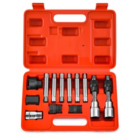 DNA MOTORING 13PCS Alternator Freewheel Pulley Removal Set Automotive Repair Tool Kit Hex Spline Star Bits, TOOLS-00340