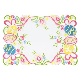 Grelucgo Embroidered Colorful Eggs Table Placemats for Easter Holidays, Spring Seasonal Dining Table Decor (13x19 inches (Set of 4))