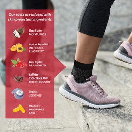 Skineez Compression Ankle Sleeve 20-30mmHg, Medical Grade Compression, Reduces Swelling and Chronic Heel Pain, Stabilizes Foot Arch, Ultra-Soft and Breathable, Black/Gray, Large/X-Large, 1 Pair (2 Sleeves)