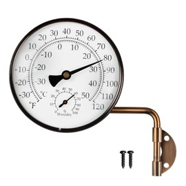 Foxyoo 4-Inch Brass Outdoor Thermometer - Analog Temperature Gauge for Patio, Greenhouse and Garage