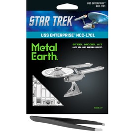 Metal Earth Fascinations Star Trek USS Enterprise NCC-1701 3D Metal Model Kit Bundle with Tweezers