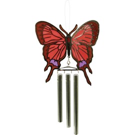 Chrome Plated Wind Chime Sun Catcher, Ornament or Magnet. Epoxy Butterfly