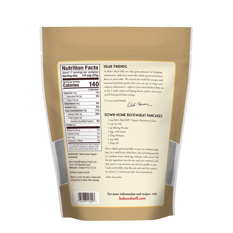 Bob's Red Mill Organic Buckwheat Flour, 22-ounce (Pack of 4)