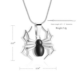 Spider Shape Urn Necklace for Ashes for Men Stainless Steel Memorial Ashes Holder Cremation Necklace for Human/Pet