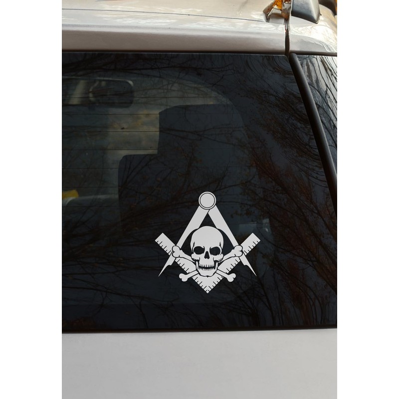 Widow's Son Square & Compass Masonic Vinyl Decal - [White][6