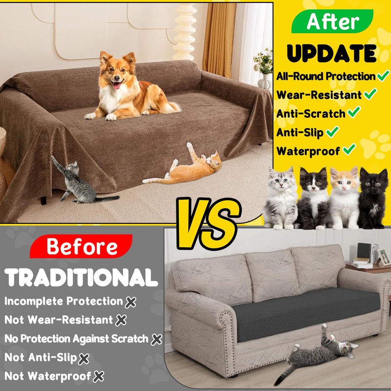 Cat Scratch Furniture Protector - Anti-Slip, Waterproof Sofa Cover to