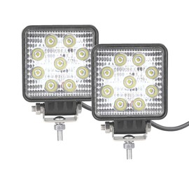 Raycharm Super Bright Offroad 3.5" Square LED Work Light, 6000K Cool-White Long-Range Spot Beam Driving Fog Light for Truck & Boat, 12V/24V DC 27W, Rugged Die-Cast Aluminum Housing Waterproof, 2-Pack