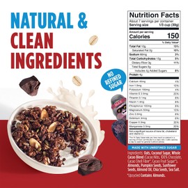 Blue Stripes Whole Cacao Granola - Gluten Free 70% Dark Chocolate Granola for Cereal, Oatmeal, Yogurt, 5g Protein Per Serving, Source of Fiber, Vegan, Low Sugar - Dark Chocolate, 8 oz Bag (2 Pack)