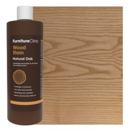 Furniture Clinic Wood Stain | Natural Oak | Water Based | Fast Drying, Low Odor, & Non-Toxic | for Indoor & Outdoor Furniture and More | Multiple Finishes | (17oz / 500ml)
