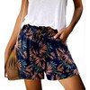 Angerella Women's BlueLeaves Floral Print Casual Shorts with 2 Pockets
