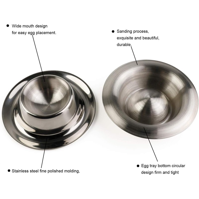 Hsthe Sea 6pcs Stainless Steel Egg Cup Holder Set for