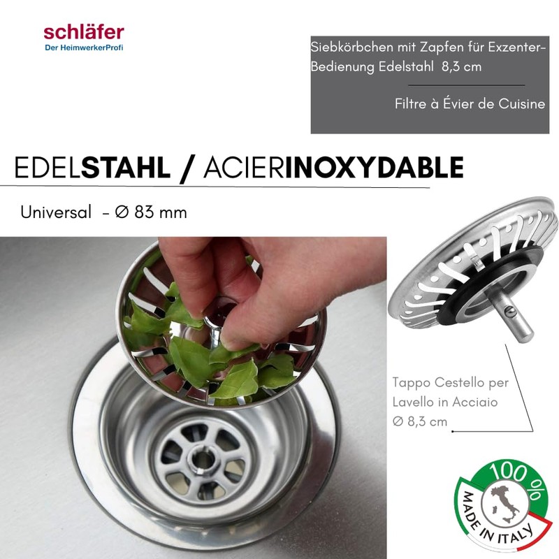 Schläfer 439720 Sink Strainer 3.5 Inches for Eccentric 83 mm