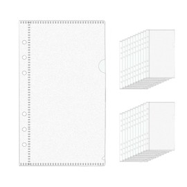 NatSumeBasics 24 Zipless Cash Envelopes A6 Binder Pockets Frost PP Planner Inserts Sheet Protectors for 6 Ring Binders Organizer Accessories (A6)