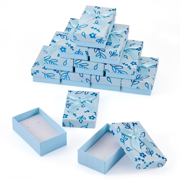 Craftdady 12Pcs Light Cyan Cardboard Jewelry Present Boxes with Lids