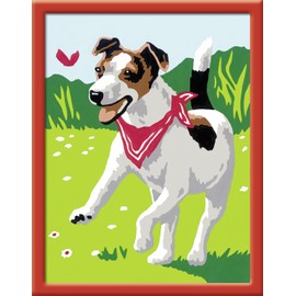 Hund mit Schmetterling. Malen nach Zahlen Serie E