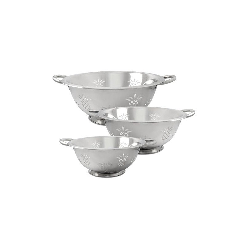 ExcelSteel 730 Stainless Steel Pineapple Colanders, Set of 3