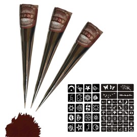 DULZEN 3 Stück Henna Tattoo Temporäre Tattoo Temporäre Tätowierung Tattoo sticker Henna Braun Sommersprossen Henna Freckles mit Henna Tattoo Schablone