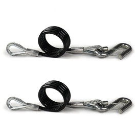 AYMMIC 44'' Trailer Safety Cables, Self-Coiling Towing Coiled Safety Cables with Vinyl-Coated, 17/32'' S-snap Hooks with Safety Latches, 7,500Lbs Break Strength, 2 Pack