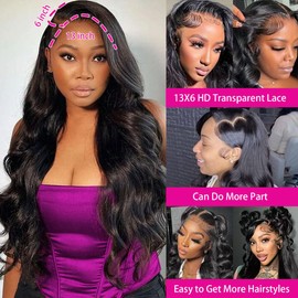 KXBKXB 34 Inch Body Wave Lace Front Wigs Human Hair 220% Density Frontal Wigs Human Hair Wigs for Black Women 13x6 HD Lace Front Wigs Human Hair Pre Plucked Glueless Body Wave Wig
