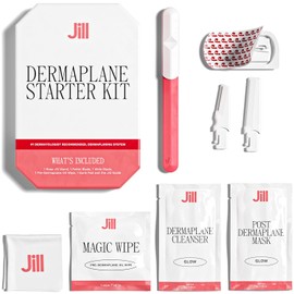 Jill Dermaplane Kit in Rose - Hair Identifying Spray NOT Included - Includes 1 Pre-Shave Cleanser Sachet & Oil Wipe, 1 Post-Shave Moisturizer, 2 Disposable Blades