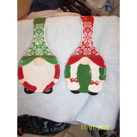 Unbranded Mr. & Mrs. Christmas Gnome Ceramic Spoon Rests 4.5" X 9" New No Box Or Tag