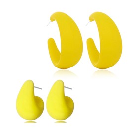 Teardrop Hoop Earrings Set for Women Trendy, Chunky Acrylic Resin Hoop Earrings for Teen Girls,Bohemian Colorful Lightweight Open Hoops Earrings Statement Earring Set for Birthday Party Jewelry Gift,